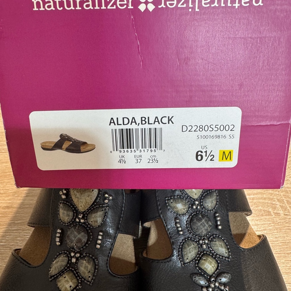 Naturalizer Black Embellished Slide Sandals - Picture 5 of 5